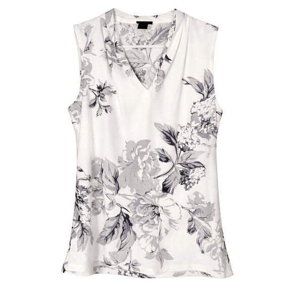 Ann Taylor Tops - Ann Taylor Floral Sleeveless Blouse Size L Ivory Gray
